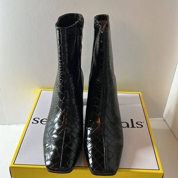 Seven Dials Nicole Black Croc Ankle Boots size 8 - Picture 2 of 7